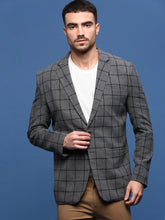 Men Grey Slim Fit Single Breasted Blazer-SOBLZ-091-3-Grey